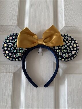 DWD 50th Anniversary Crystal-Embellished Minnie Ears Headband with Gold Bow